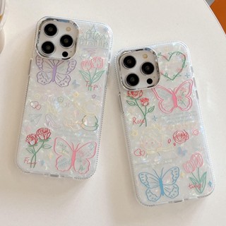 เคสโทรศัพท์มือถือ ลายดอกไม้ ผีเสื้อ สีสันสดใส สําหรับ iPhone 14ProMax 13 12 11