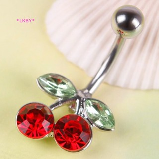 Luckybabys&gt; ใหม่ จิวสะดือ รูปเชอร์รี่ สีแดง ประดับพลอยเทียม