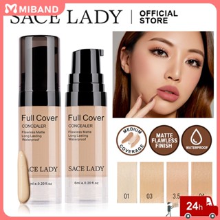 พร้อมส่ง Sace Lady Natural Foundation Concealer Cover Spots Dark Circles Soft Matte Long Wear 4 Color Natural Waterproof Oil Control Liquid Concealer Female Makeup 6ml