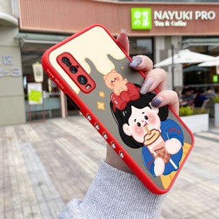 เคสโทรศัพท์มือถือแบบแข็ง ใส ขอบสี่เหลี่ยม กันกระแทก ลายการ์ตูนชานม เด็กผู้หญิง สําหรับ OPPO Find X2 Find X2 Pro