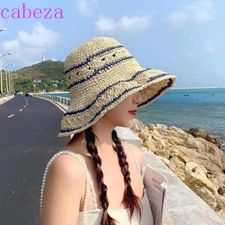 Cabeza หมวกฟางสาน ทรงบักเก็ต พับได้ ป้องกันรังสียูวี สไตล์ฝรั่งเศส เรียบง่าย แฟชั่นฤดูร้อน