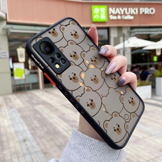 สําหรับ InFinix Hot 11s NFC เคส การ์ตูน หมี น่ารัก รูปแบบ บาง ด้าน สี่เหลี่ยม การออกแบบใหม่ กันกระแทก ฝ้า ใส เคสโทรศัพท์แข็ง