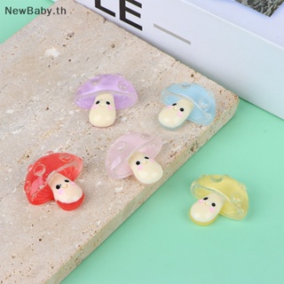 Newbaby โบว์เรซิ่น รูปการ์ตูนเห็ด ผัก และหลังแบน แฮนด์เมด DIY สําหรับตกแต่งผมเด็ก 5 ชิ้น