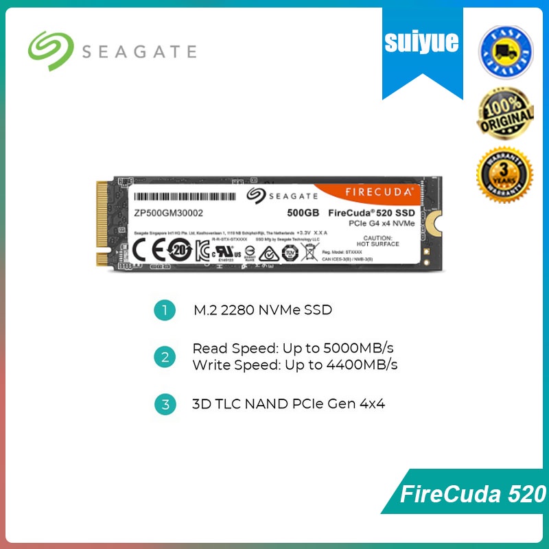 Seagate FireCuda 520 SSD ภายใน (500GB / 1TB / 2TB)