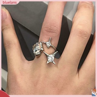 Blu แหวนคริสตัลเทียม เพทาย ดาว ชุบไฟฟ้า ปรับขนาดได้ แวววาว เครื่องประดับ สําหรับผู้หญิง