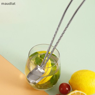 Maud 2In1 ช้อนคนเครื่องดื่ม สเตนเลส ใช้ซ้ําได้ สําหรับค็อกเทล นม กาแฟ EN