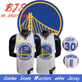 【BJS �� เลขที่ เสื้อกีฬาบาสเก็ตบอล ลายทีม Warriors 30CURRY สีทอง สีขาว