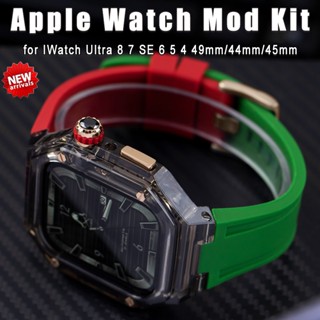 เคสใส พร้อมสายนาฬิกาข้อมือ สําหรับ Apple Watch Ultra 49 มม. 45 มม. 44 มม. IWatch Series 8 7 6 SE 5 4