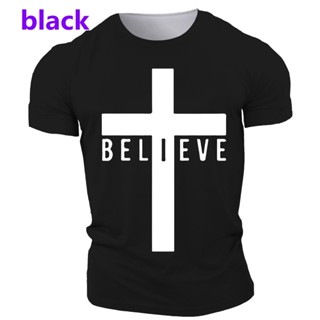 เสื้อยืด พิมพ์ลาย I Believe In God Christian ขนาดใหญ่ สําหรับผู้ชาย ไซซ์ 4XL 5XL 6XL