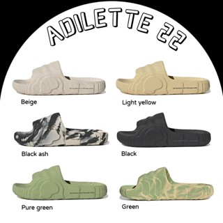 Adidas Originals Adilette 22 Beige Black Ash Green Pure Green Black Light yellow รองเท้าแตะ