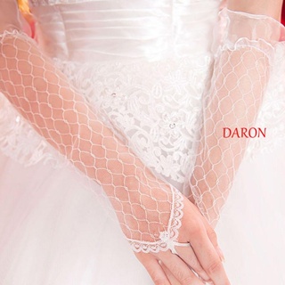 Daron ถุงมือตาข่ายลูกไม้ ประดับโบว์ ยืดหยุ่น หรูหรา เครื่องประดับ สําหรับเจ้าสาว งานแต่งงาน