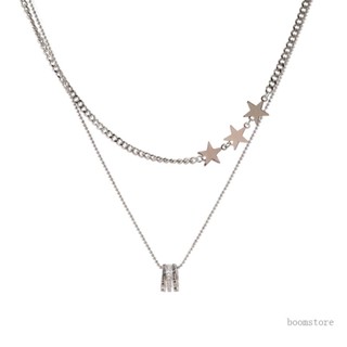 Boom Sparkling Zirconia Circles Sparkling Star Charm โช้กเกอร์ เครื่องประดับสําหรับผู้หญิง ปาร์ตี้