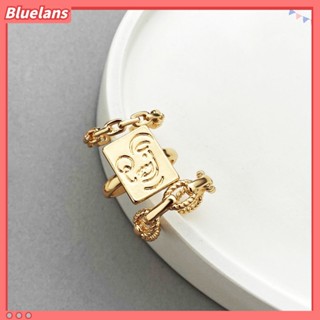 Bluelans เครื่องประดับ แหวนนิ้วมือ แบบเปิด รูปหน้ายิ้ม ปรับได้ สําหรับผู้หญิง 3 ชิ้น