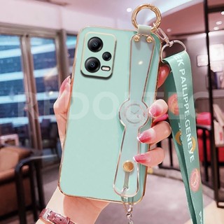 เคสโทรศัพท์มือถือ ชุบไฟฟ้า พร้อมสายคล้องยาว สําหรับ Redmi Note 12 Pro 12 5G