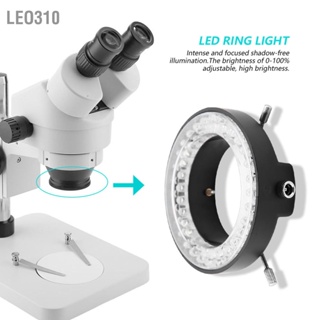 Leo310 กล้องไมโครสโคป 3.5W 60LED แหล่งกำเนิดแสงแบบลูกปัด ความสว่าง ไฟวงแหวนปรับได้ 100-240V