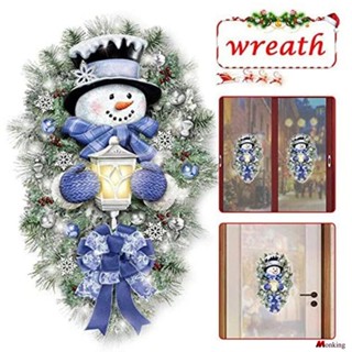 คริสต์มาส Snowman กระจกประตูและสติกเกอร์หน้าต่างร้านค้าตกแต่งห้อง Self-stick Wall Sticker (monkingstore_th)