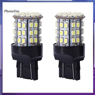 Phoneuse หลอดไฟเบรกท้ายรถยนต์ LED 12V T20 7440 7443 64 SMD 6000K สีขาว 2 ชิ้น