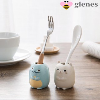 Glenes ที่เก็บแปรงสีฟันเซรามิค ลายการ์ตูนสัตว์ เรียบง่าย อุปกรณ์เสริม สําหรับห้องน้ํา 1 ชิ้น