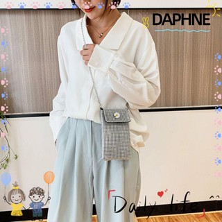 DAPHNE กระเป๋าสะพายไหล่ กระเป๋าถือ ประดับเพชร สีพื้น สําหรับสตรี