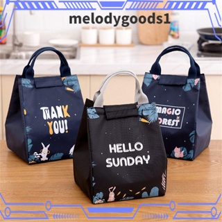 Melodygoods1 กระเป๋าปิกนิก กันน้ํา มีฉนวนกันความร้อน ลายการ์ตูน สําหรับใส่กล่องอาหารกลางวัน