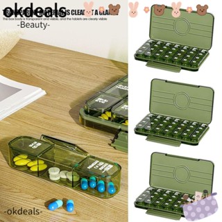 OKDEALS กล่องตลับยา แบบ 21 ช่อง สําหรับจัดระเบียบยา