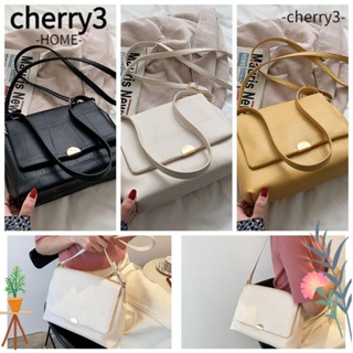 Cherry3 กระเป๋าถือ กระเป๋าสะพายไหล่ สีพื้น แฟชั่น สําหรับเดินทาง