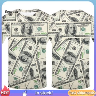 เสื้อยืดแขนสั้น คอกลม พิมพ์ลายกราฟฟิค DPA Money Dollar Bill 3 มิติ สําหรับผู้ชาย