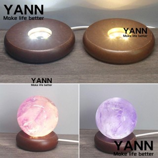 YANN1 ฐานโคมไฟกลางคืน LED แบบไม้ ชาร์จ USB