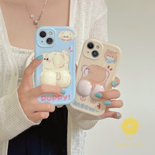 For เคสไอโฟน 14 Pro Max [Cute Puppy Cat 3D] เคส Phone Case For iPhone 14 Pro Max Plus 13 12 11 For เคสไอโฟน11 Ins Korean Style Retro Classic Couple Shockproof Protective TPU Cover Shell