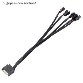 Hugepeaknewsection1 สายเคเบิลแยกพัดลมระบายความร้อน 12V SATA เป็นพอร์ตเชื่อมต่อ 3/4Pin 27 ซม. สีดํา สําหรับ Molex IDE คอมพิวเตอร์ PC Nice