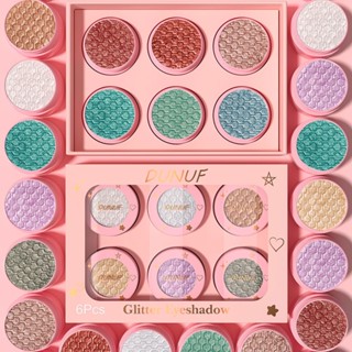 【COD】 Dunuf 6 สี Monochrome Eyeshadow Palette Waterproof Long Lasting Glitter Shimmer Eye Shadow Palette Highlighter Sequins Eyes Makeup Pigments