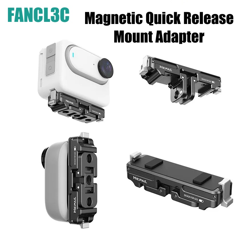 Magnetic Quick Release Mount Adapter สำหรับ Insta360 Go 3 Action Camera 1/4 สกรู 2-jaw Connector Bracket สำหรับ Insta360 Go 3 อุปกรณ์เสริม