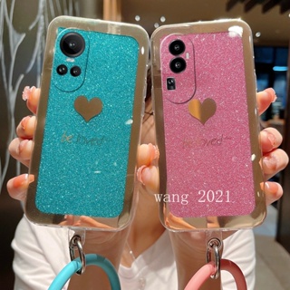 พร้อมส่ง ใหม่ เคสโทรศัพท์มือถือแข็ง ทรงกลม ลายหัวใจ แวววาว พร้อมสายคล้องมือ สําหรับ OPPO Reno10 Reno10 Pro+ Plus 5G OPPO A78 NFC 4G 2023 OPPO Reno10 Pro 5G