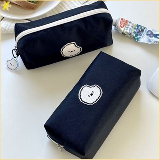 [LBE] Cute Black Puppy Canvas Pencil Case Student Large Capacity Cosmetic Bag Storage Stationery Bag