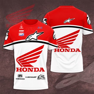 Motogp เสื้อยืดแขนสั้นลําลอง พิมพ์ลาย HONDA HRC 3D โอเวอร์ไซซ์ แฟชั่นฤดูร้อน สําหรับผู้ชาย