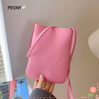 Peonypavilion กระเป๋าสะพายไหล่ สะพายข้าง หนัง PU สีพื้น เหมาะกับฤดูร้อน สําหรับใส่โทรศัพท์มือถือ เงิน เข็มขัด เดินทาง