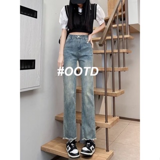 OOTD SHOP กางเกงขายาว กางเกงยีนส์ผู้หญิง ผู้หญิงแฟชั่นเกาหลี A97L0WO