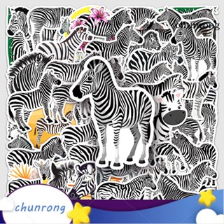 Chunrong สติกเกอร์ ลายม้าลาย กันลื่น มีกาวในตัว สีดํา สีขาว สําหรับติดตกแต่งสมุด แล็ปท็อป เครื่องเขียน งานฝีมือ 50 ชิ้น