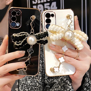 เคสโทรศัพท์มือถือ ประดับมุก วิบวับ พร้อมสายคล้องมือ สําหรับ OPPO Reno 10 Pro Plus 5G A98 A77 A78 A58 4G