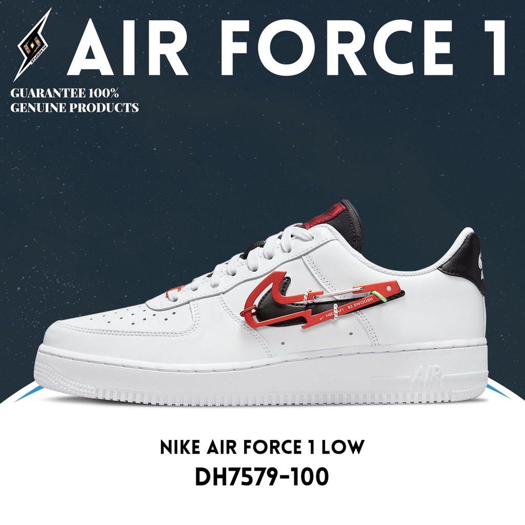 รองเท้าผ้าใบ【Nike Air Force 1 Low】DH7579-100 ของแท้100% สีดำ - ขาวแดง
