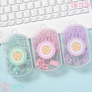 Lanfy ชุดคลิปหนีบกระดาษ แบบโลหะใส พับได้ อเนกประสงค์