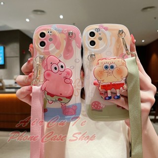 เคส Samsung A14 A13 A12 M12 A11 M11 A04 A04S A03 A03S A02 A02S A71 A54 A53 A52 A52S A51 A50 A50S A34 A33 A32 A31 A30 A30S A24 A23 A22 A21S A20 A10S 4G 5G Wave SpongeBob SquarePants Stand Lanyard Soft Case