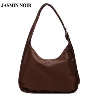 Jasmin NOIR กระเป๋าสะพายข้าง หนัง PU นุ่ม เรียบง่าย ขนาดใหญ่ สําหรับผู้หญิง