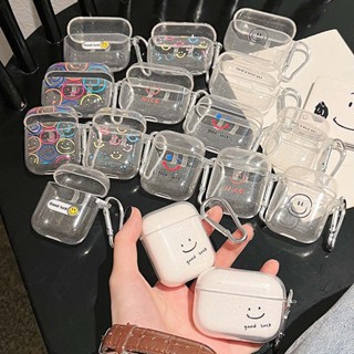 เคสใส แบบนิ่ม ลายหน้ายิ้ม สําหรับ AirPods Pro 2 AirPods 1 2 3 AirPod2