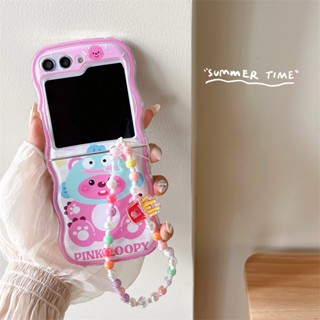 เคสโทรศัพท์มือถือแบบนิ่ม กันกระแทก ลายการ์ตูนนางเงือกน่ารัก พร้อมสายโซ่คล้อง สําหรับ Samsung Galaxy Z Flip5 Z Flip 3 Flip 4 5G