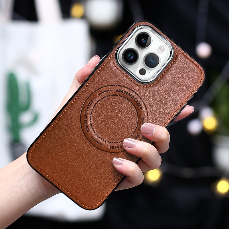 หรูหราซองหนังระดับไฮเอนด์สําหรับiPhone 14 Pro Max 13 12 11 15 16 Plus X XS Max XR 7 8 SE 2022 แม่เหล็กอลูมิเนียมกล้องLasกันชนเกราะป้องกัน