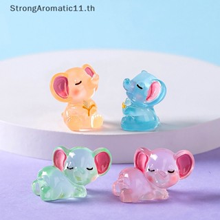 Strongaromatic ของเล่นเรซิ่น รูปการ์ตูนช้าง 3D เรืองแสง แฮนด์เมด DIY สําหรับตกแต่งเครื่องประดับ ภูมิทัศน์ 2 ชิ้น