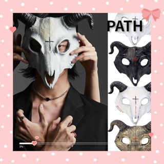 Path โครงกระดูกปีศาจ สัตว์ กะโหลกแพะ หนัง PU รูปสัตว์ คุณภาพสูง สําหรับตกแต่งปาร์ตี้ฮาโลวีน