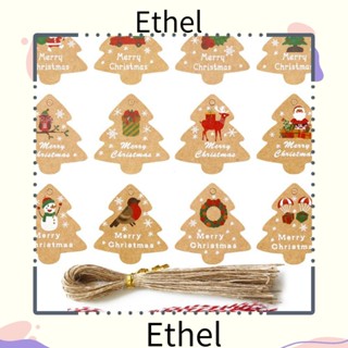 Ethel1 ป้ายแท็กต้นคริสต์มาส ลายสโนว์แมน กวางเอลก์ ซานตาคลอส DIY 48 ชิ้น