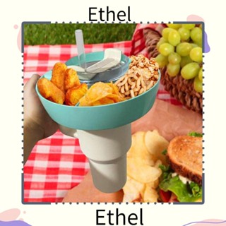 Ethel1 จานพลาสติก ใส่ขนมขบเคี้ยว ผลไม้ สีขาว สีชมพู อุปกรณ์เสริม สําหรับปิกนิก